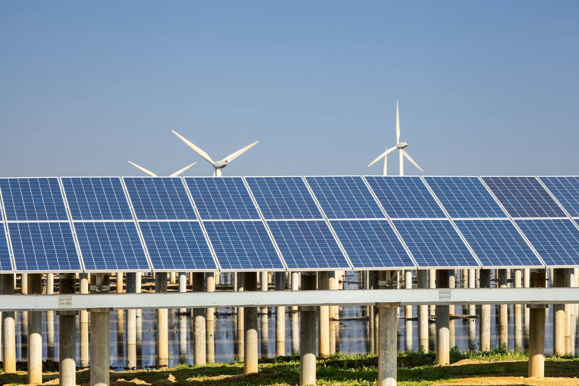 green energy against a blue sky